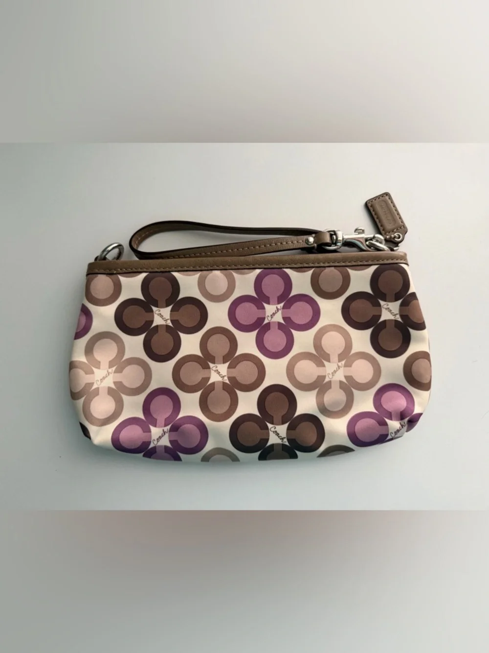Coach Madison Op Art Signature Satin Wristlet